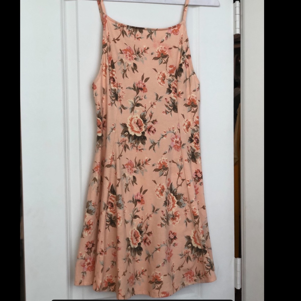 Pink sun dress with flower pattern
